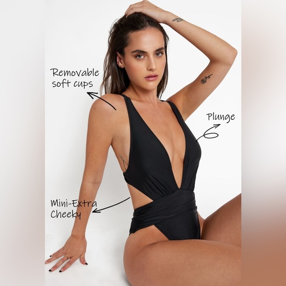 Cupshe Elegant Black one piece Swimsuit Sz M nwt, 013 - Picture 4 of 10